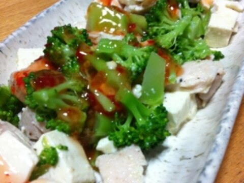 保存可能食材★鶏ハムと塩豆腐のサラダ